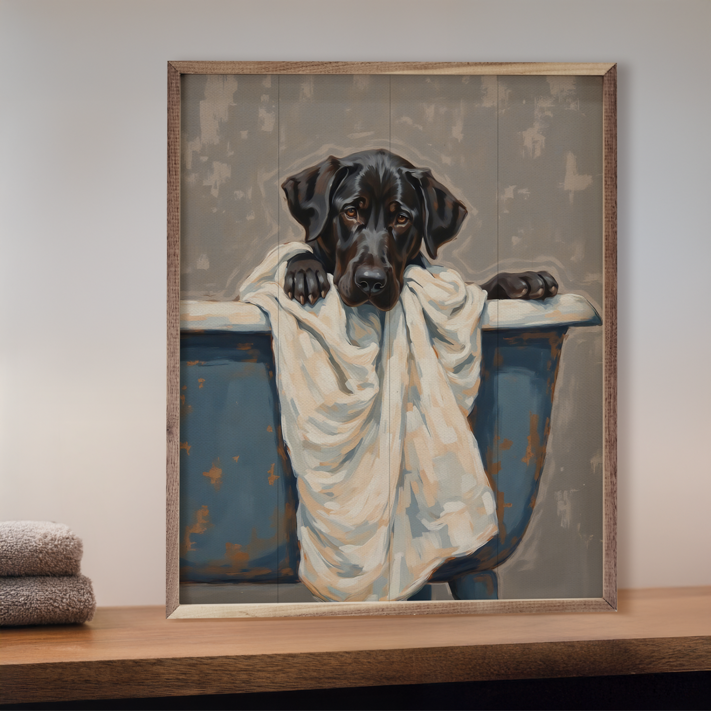 Bath Time Dog In Blue Tub