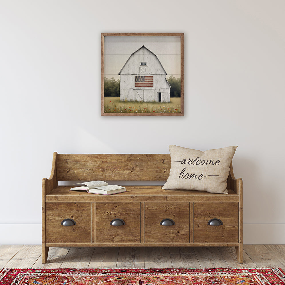 White Summer Flag Barn