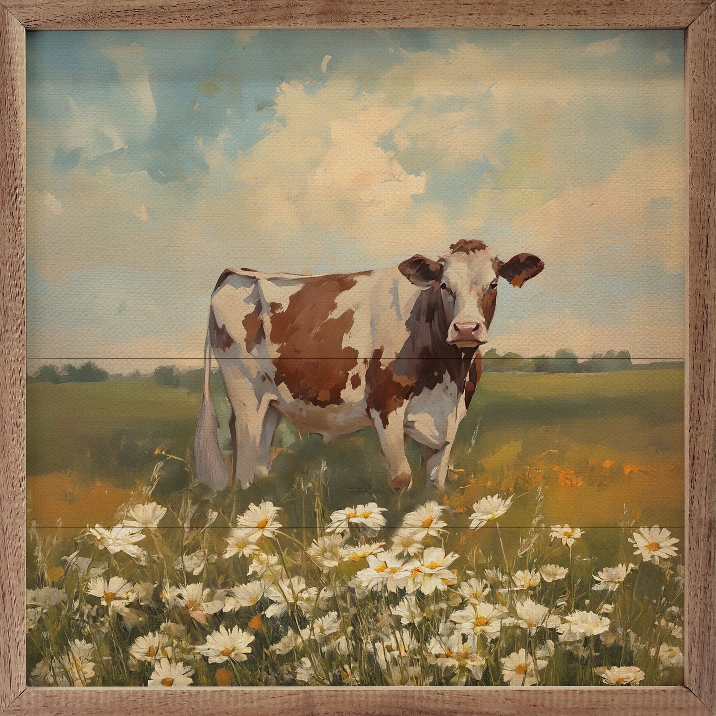 Red And Brown Holstein With Flowers
