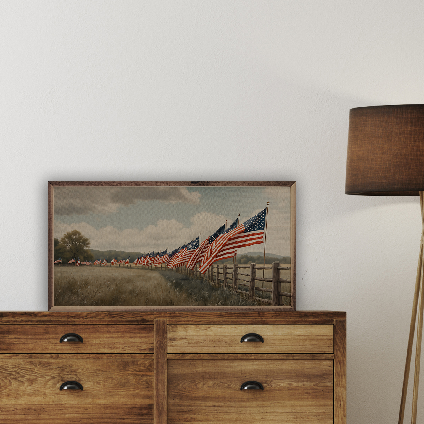 Flags In Field Fence