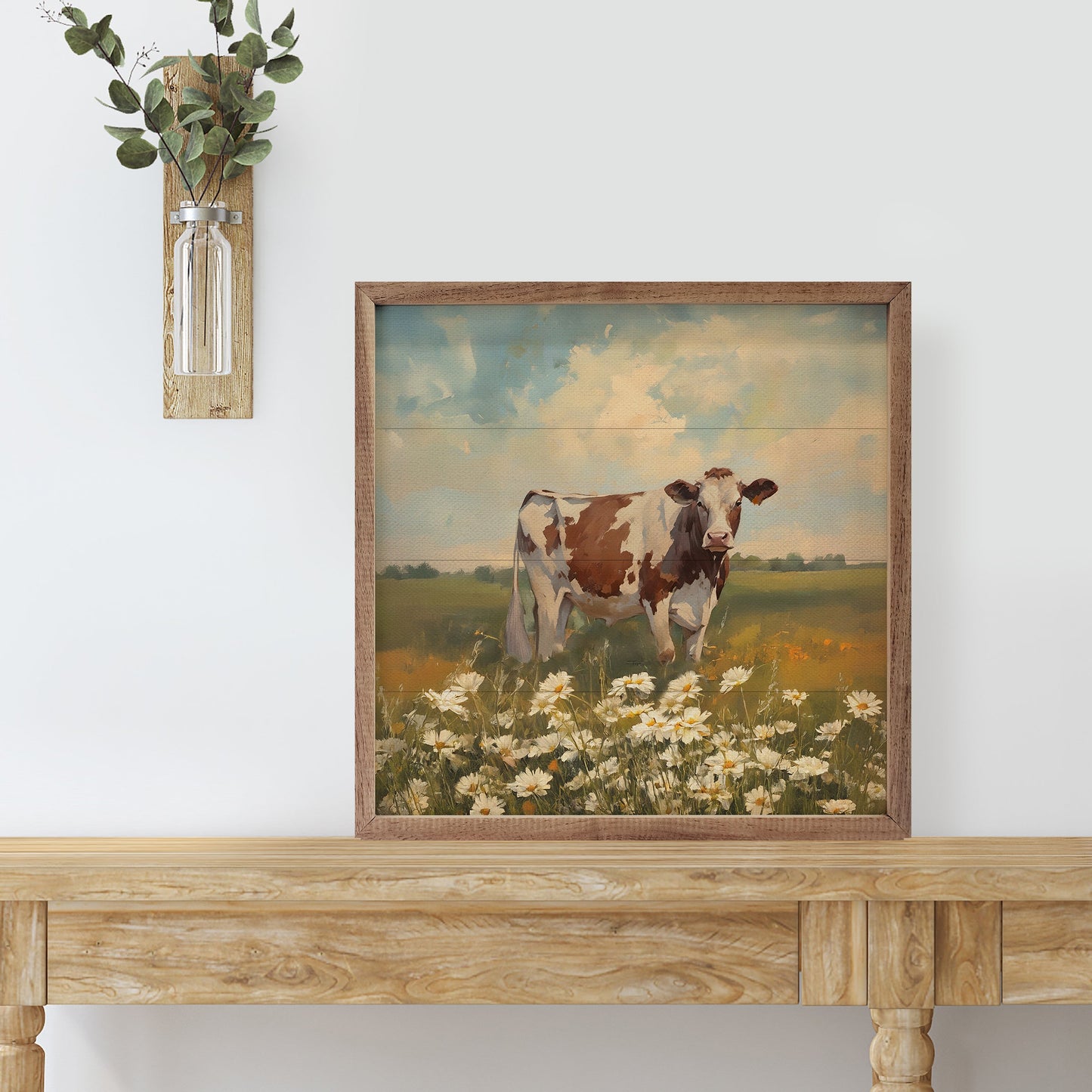 Red And Brown Holstein With Flowers