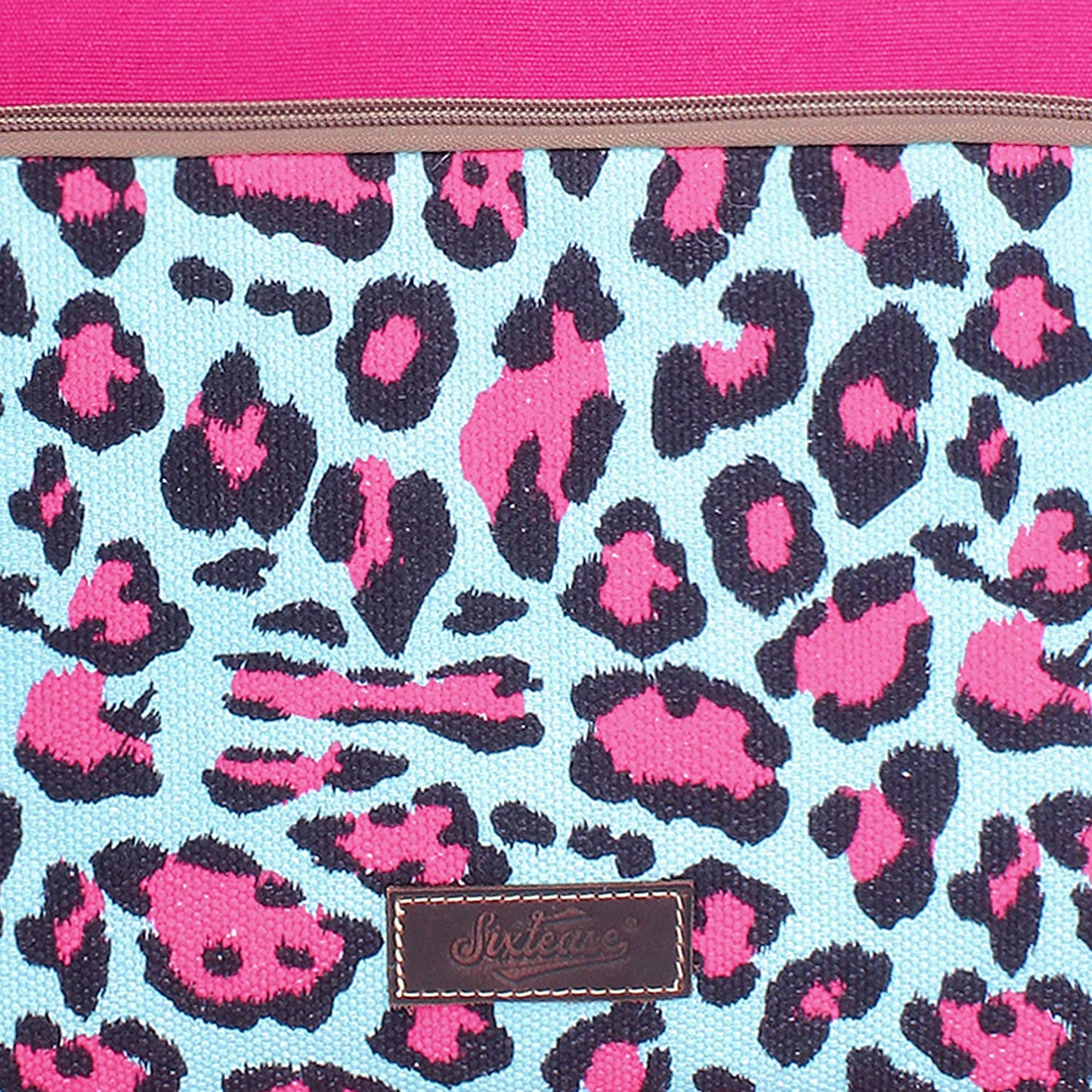 Pink Leopard Up-cycled Canvas & Leather Laptop Bag