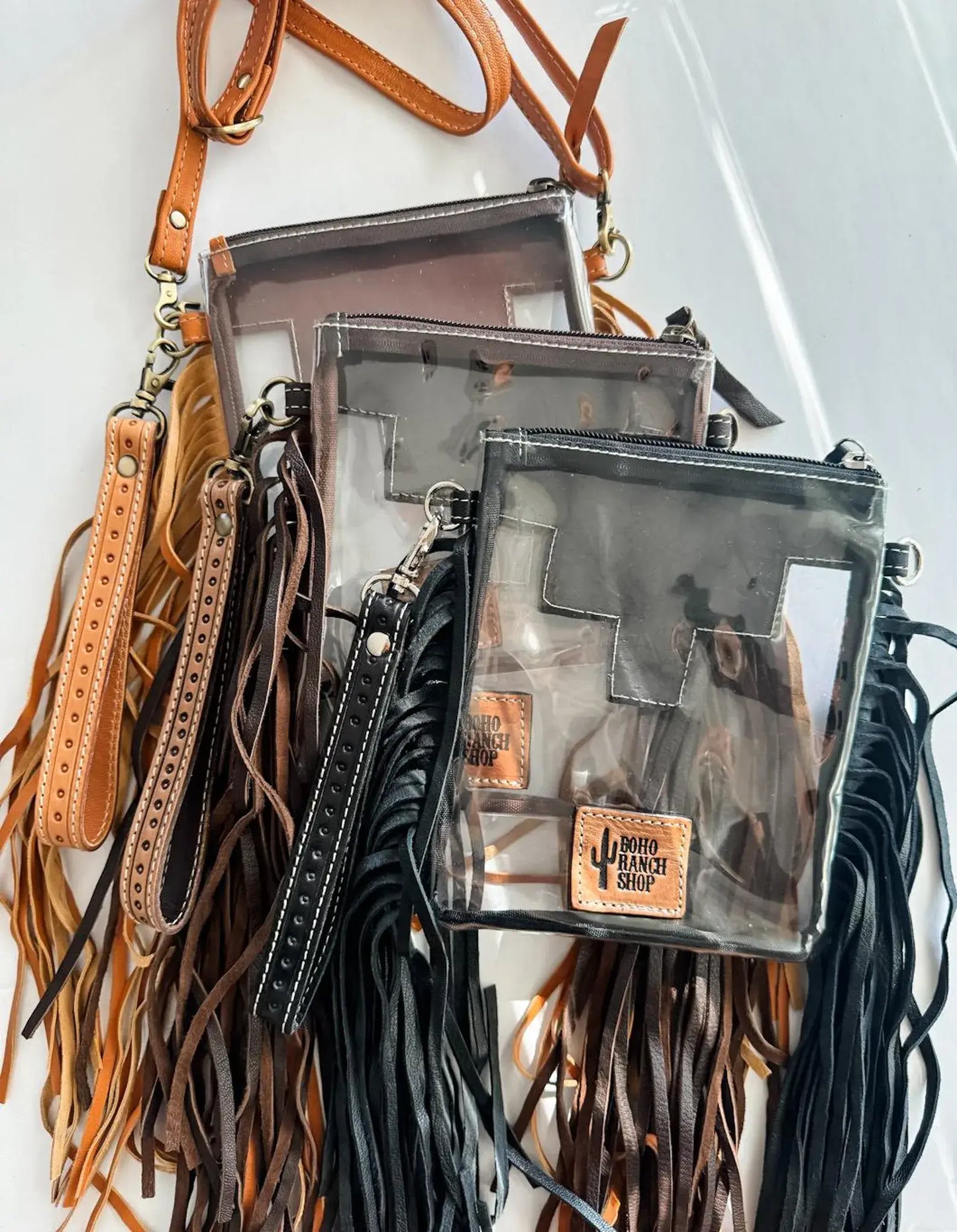 SHAYNE SMALL - Hand Tooled Clear Crossbody Concert bag