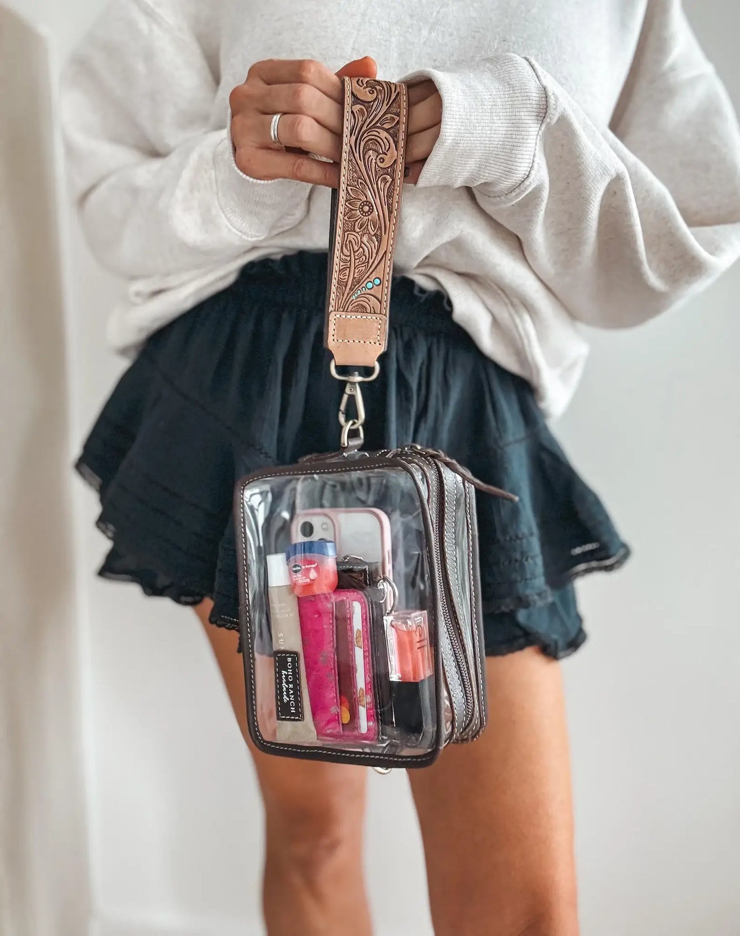 DARLA CLEAR WRISTLET | Transparent Western Purse