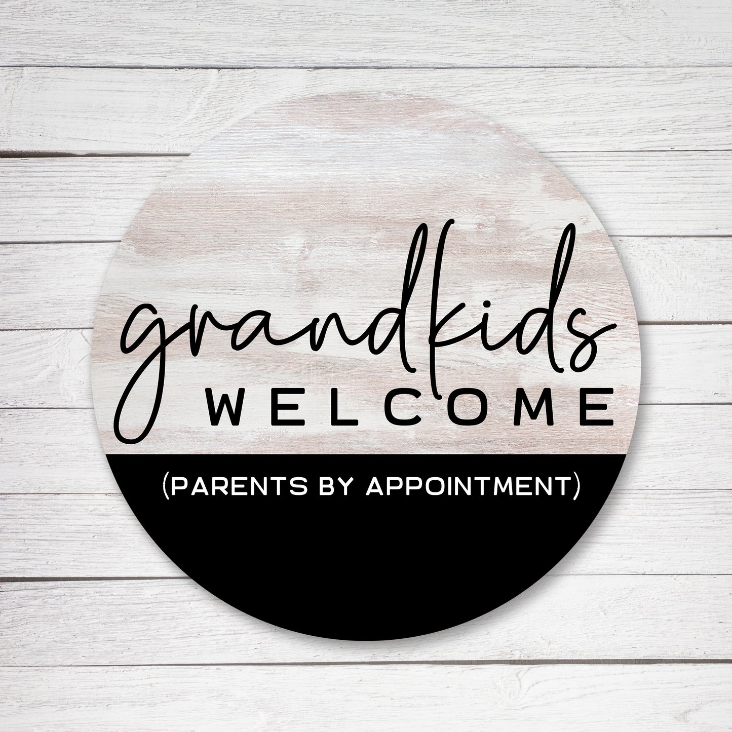 Grandkids Welcome Whitewash And Black Circle image 0