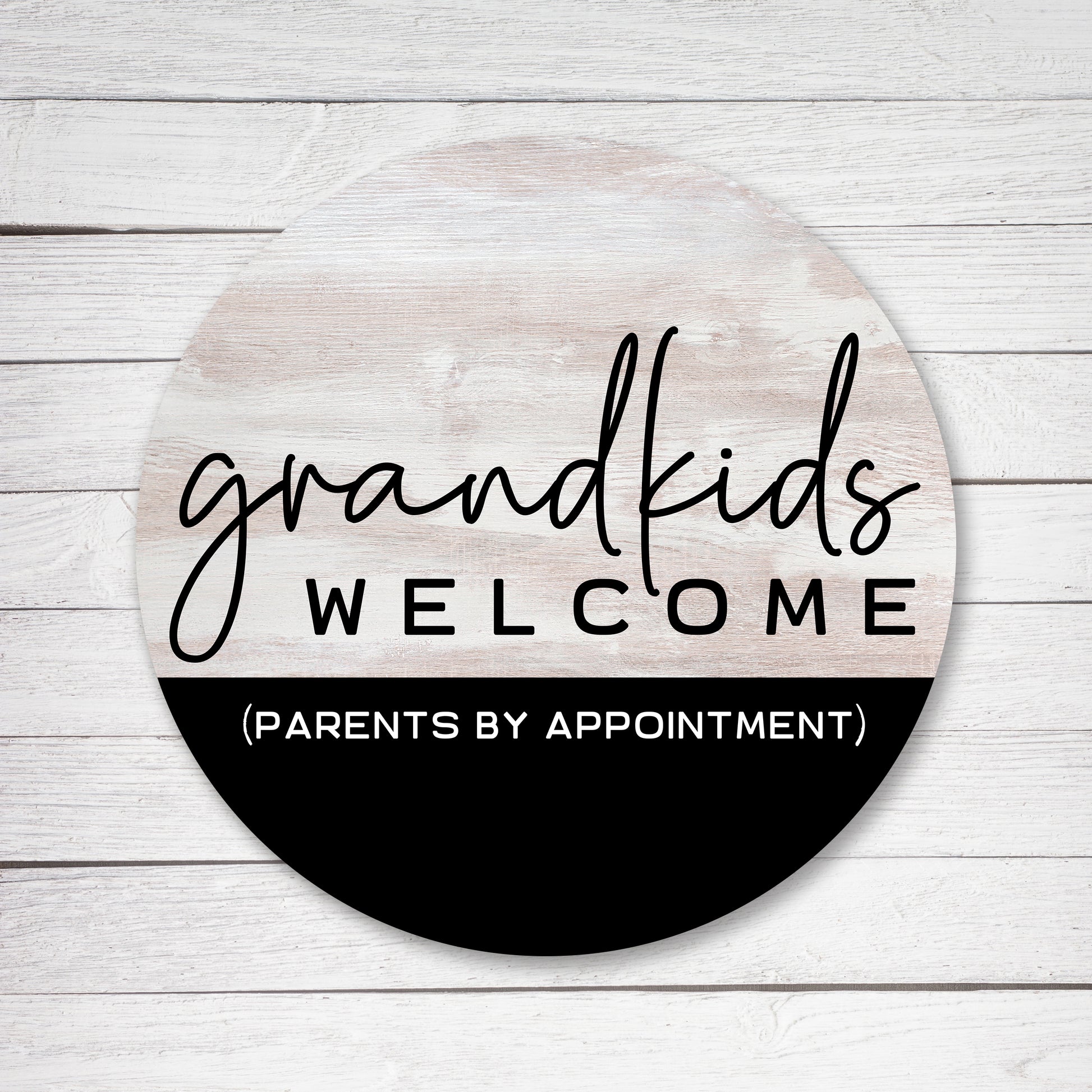 Grandkids Welcome Whitewash And Black Circle image 0