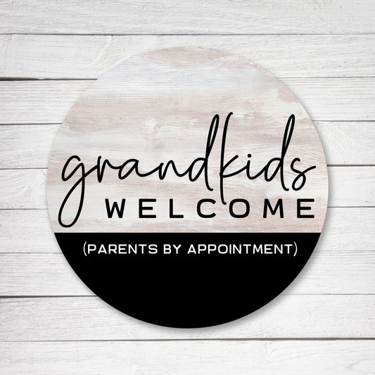 Grandkids Welcome Whitewash And Black Circle image 0