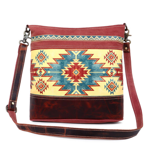 Redwood Aztec Canvas & Leather Large Cross Body image 0