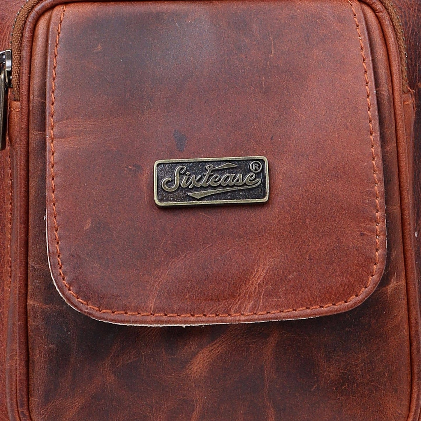 Genuine Leather Crossbody Bag - Chestnut Brown