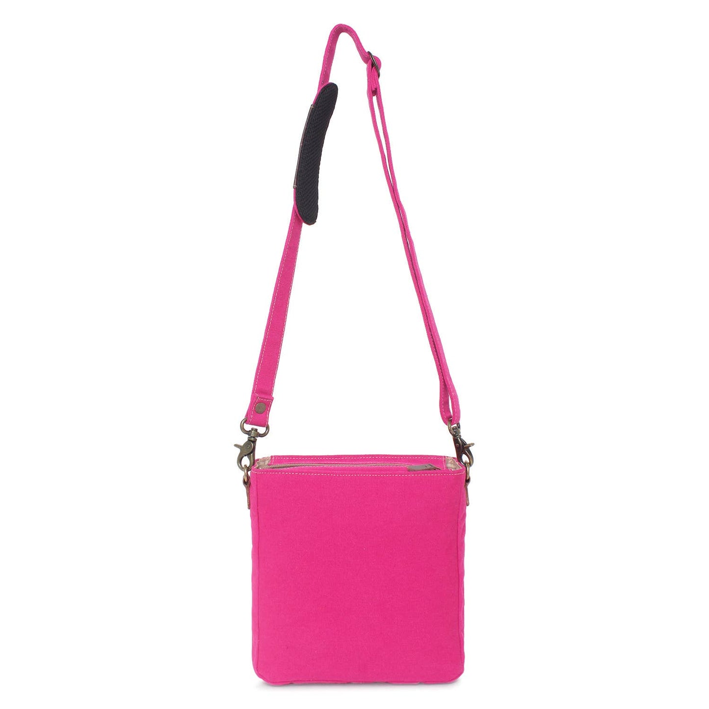 Pink Leopard Up-cycled Canvas & Genuine Leather Shoulder Bag