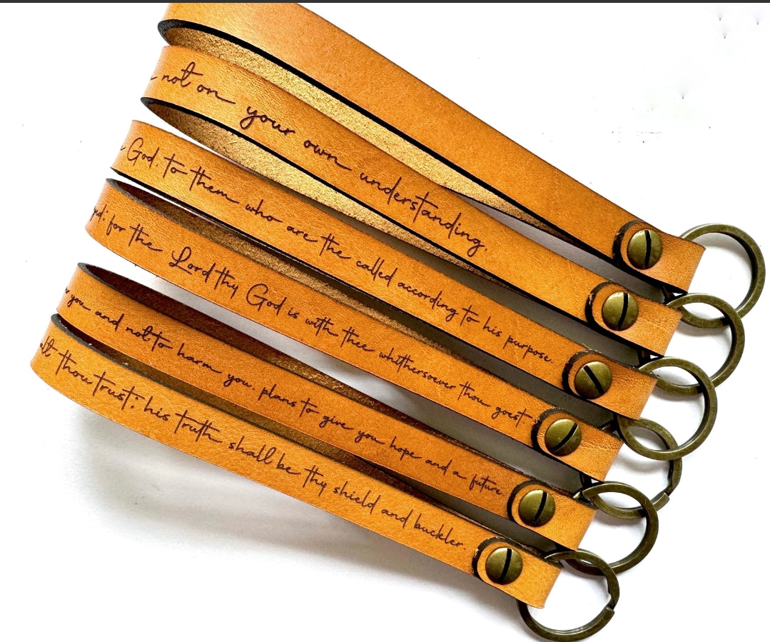 Scripture Wristlet Leather Keychain image 2