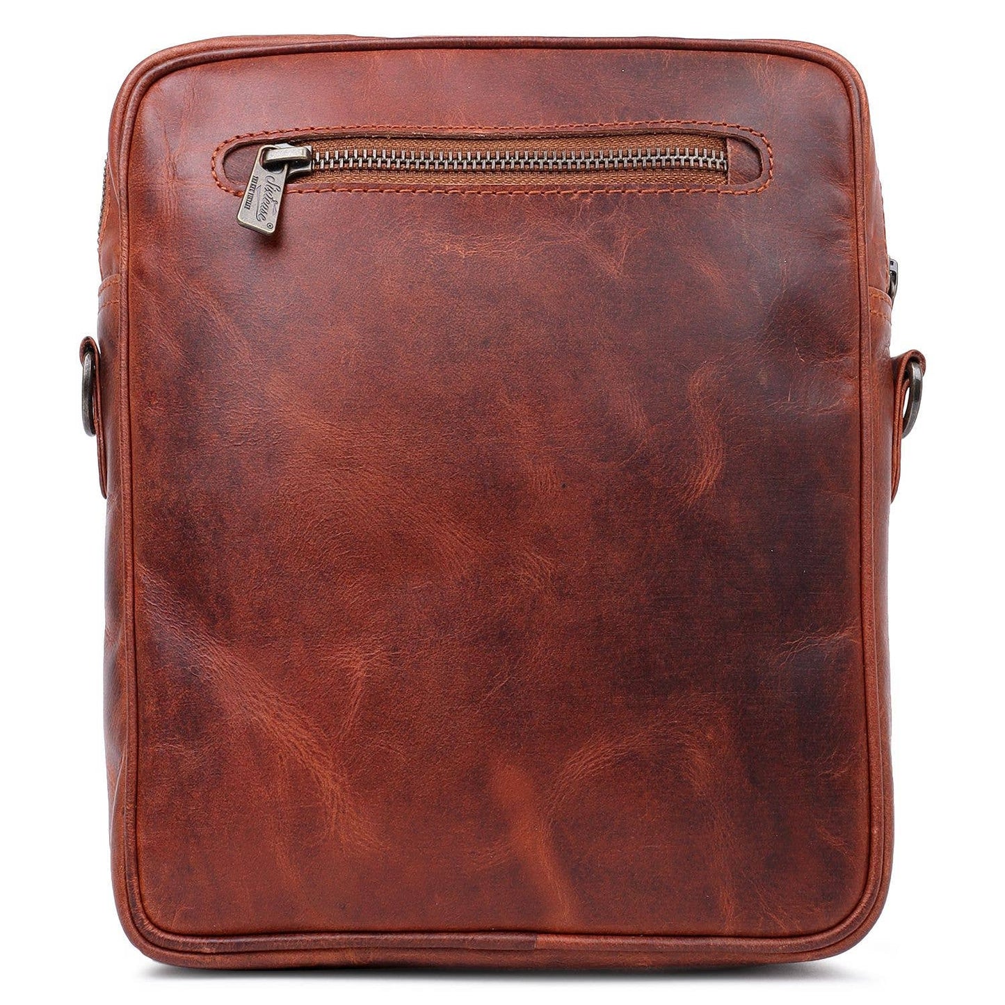 Genuine Leather Crossbody Bag - Chestnut Brown