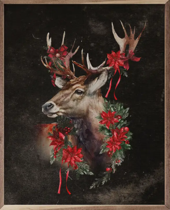 Reindeer Poinsettia Wreath image 1
