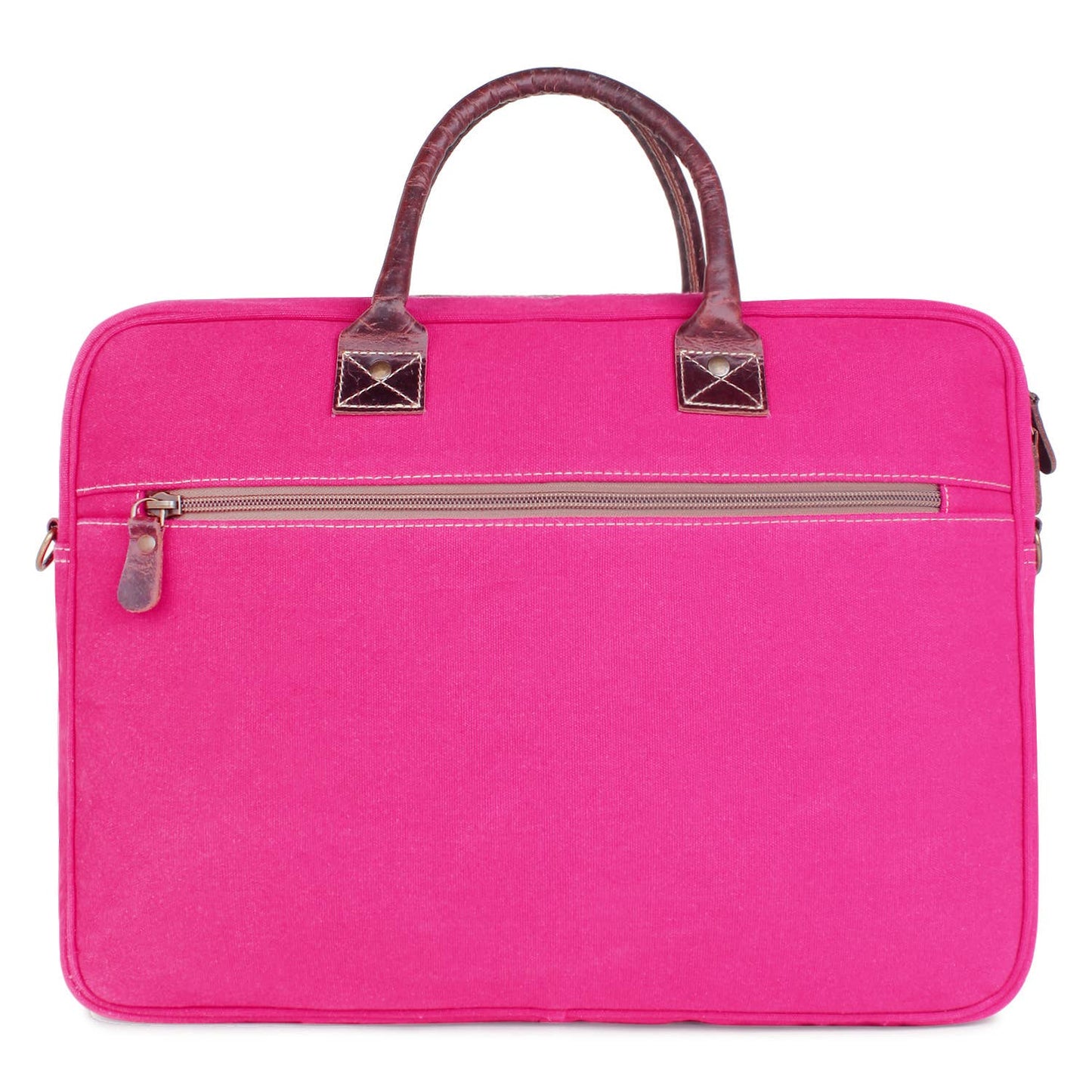 Pink Leopard Up-cycled Canvas & Leather Laptop Bag
