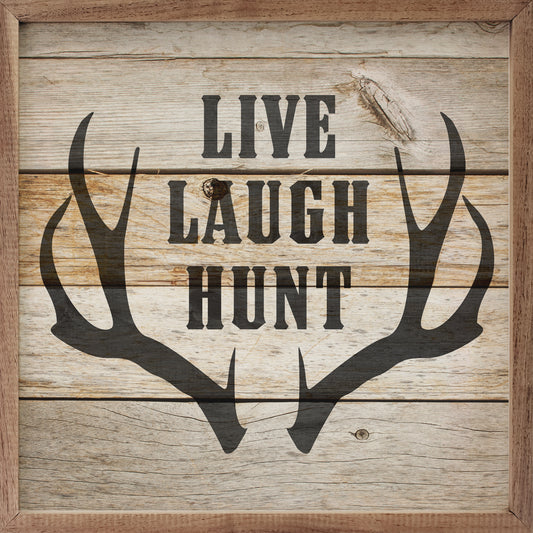 Live Laugh Hunt Antlers Whitewash image 0
