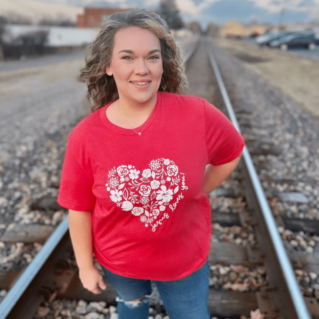 Floral Heart Jesus Loves You Unisex Shirt