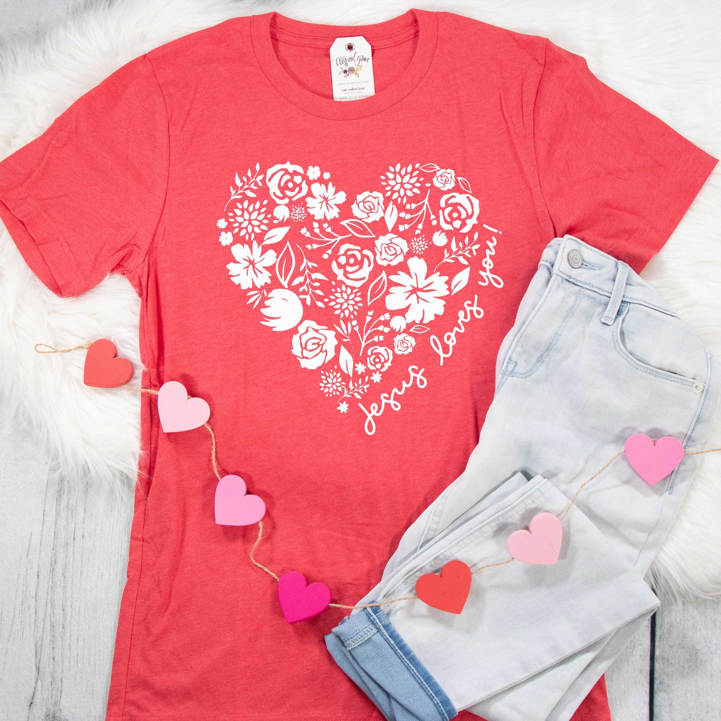 Floral Heart Jesus Loves You Unisex Shirt