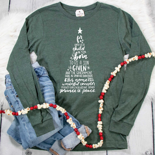 For Unto Us Tree Crew Longsleeve US