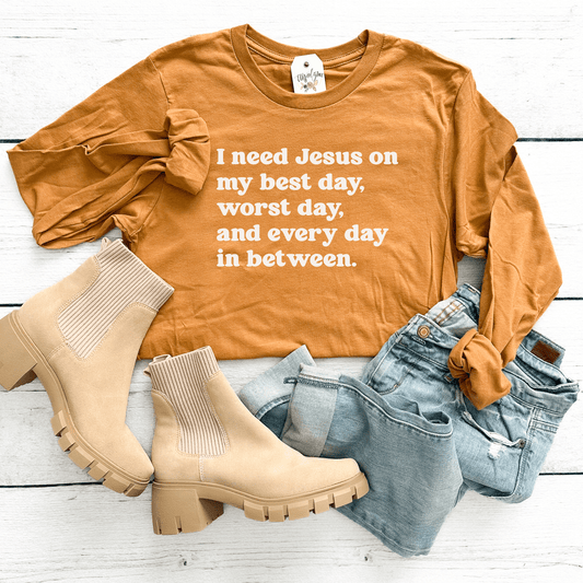 I Need Jesus Everyday Crew Longsleeve