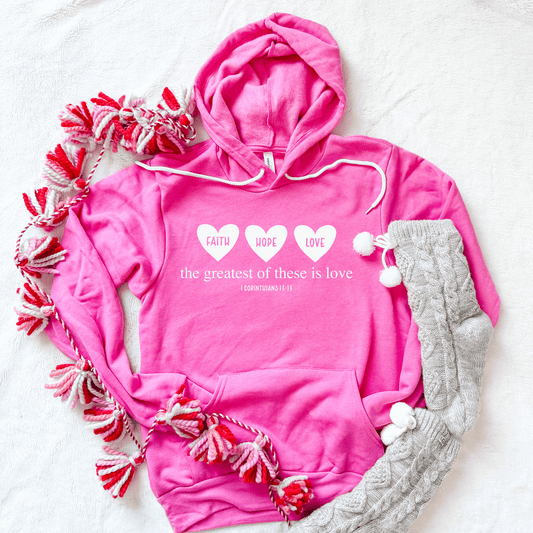 Faith Hope Love Hearts Premium Fleece Hoodie