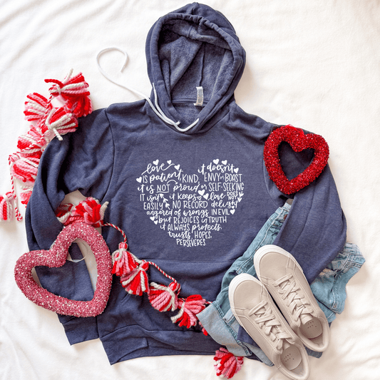 Love Is Patient Heart Premium Fleece Hoodie