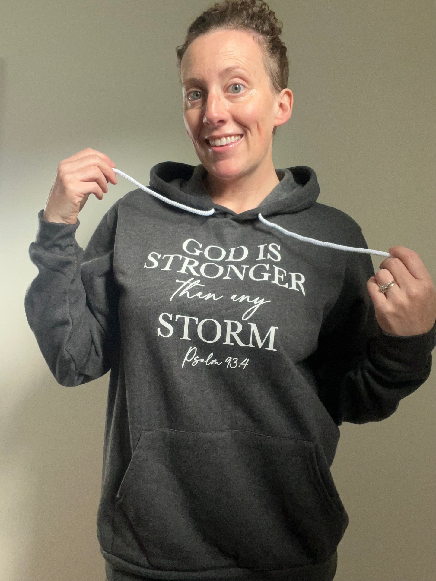 God Is Stronger Than Any Storm Premium Fleece Hoodie