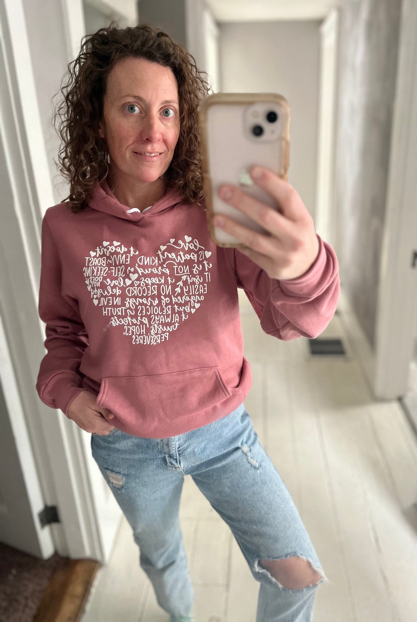 Love Is Patient Heart Premium Fleece Hoodie