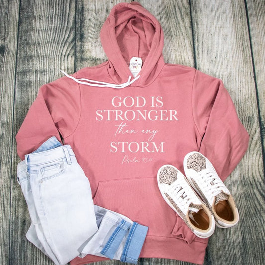 God Is Stronger Than Any Storm Premium Fleece Hoodie