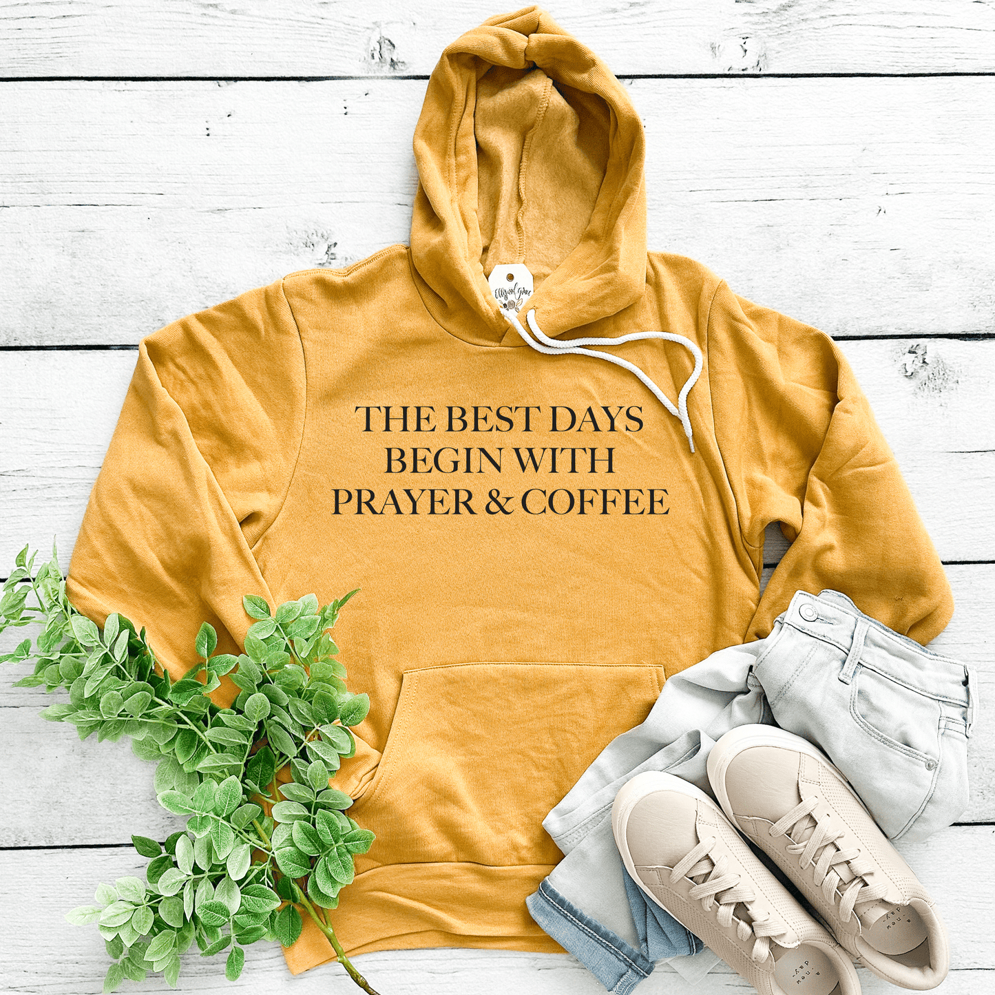 The Best Days Begin With Prayer And Coffee Fall Premium Fleece Hoodie