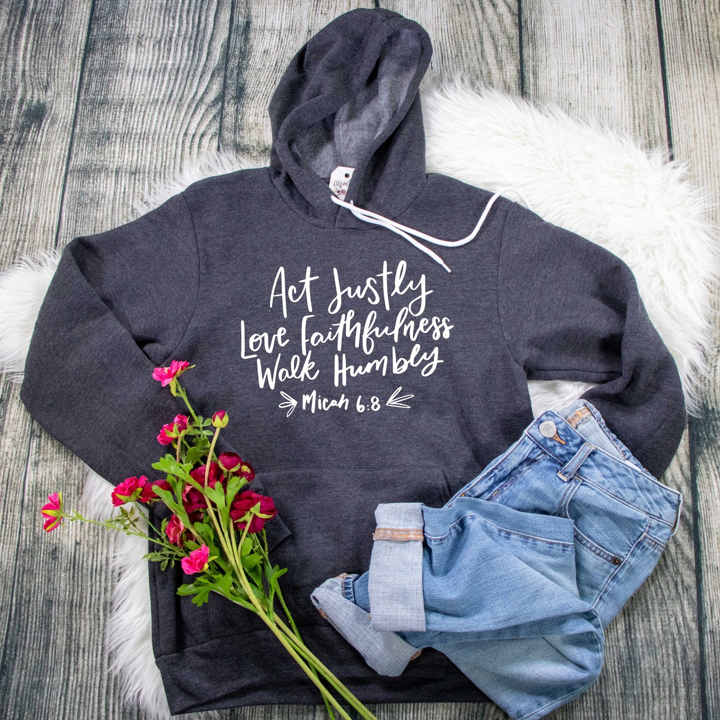 Act Justly, Love Faithfulness, Walk Humbly Premium Fleece Hoodie