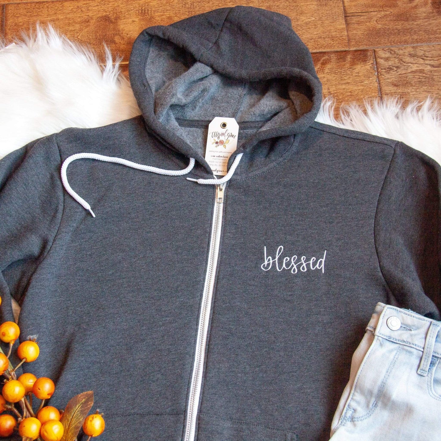 Blessed Premium Fleece Zip Up Hoodie