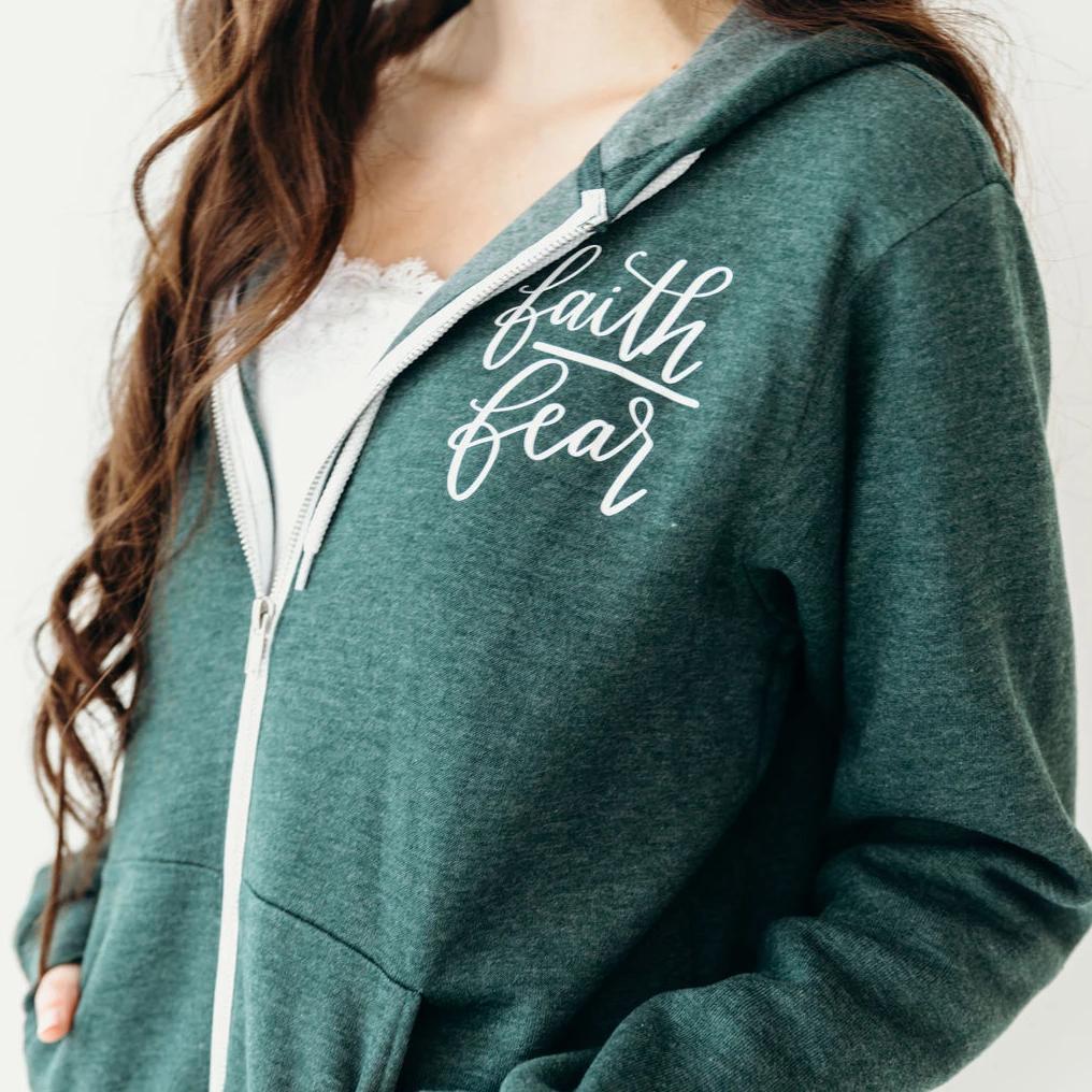 Faith Over Fear Premium Fleece Zip Up Hoodie