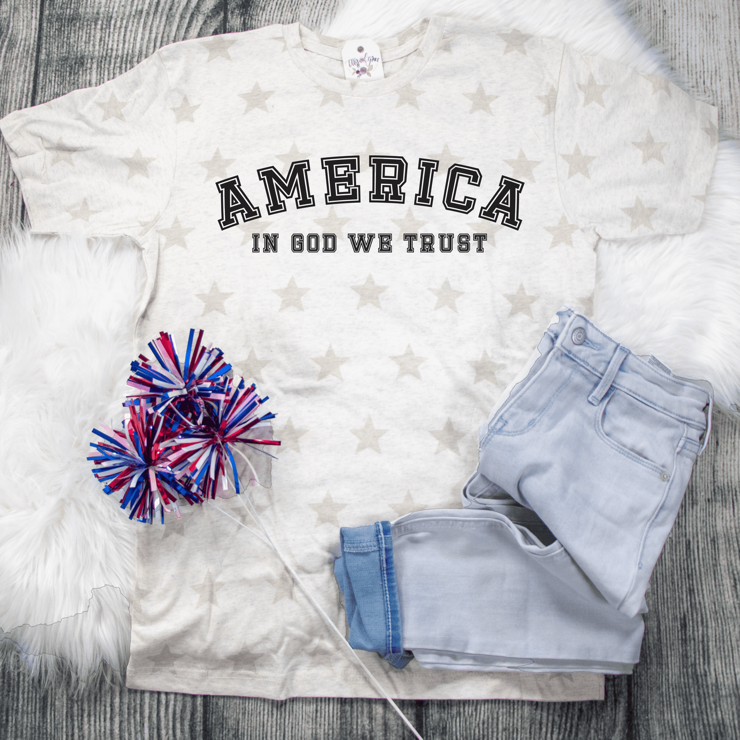 America: In God We Trust Unisex Star Tee