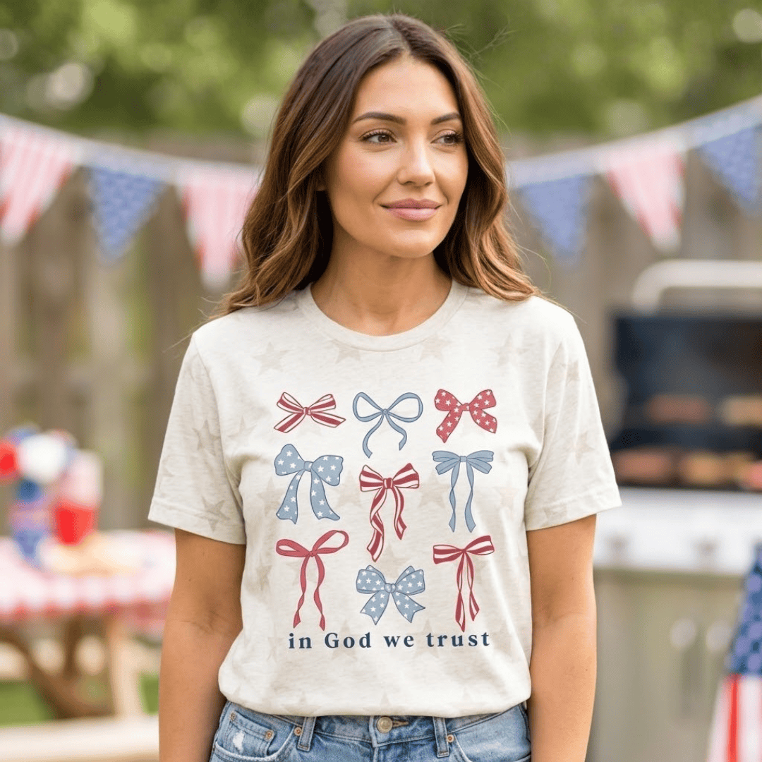 In God We Trust Bows Multicolor Unisex Star Tee