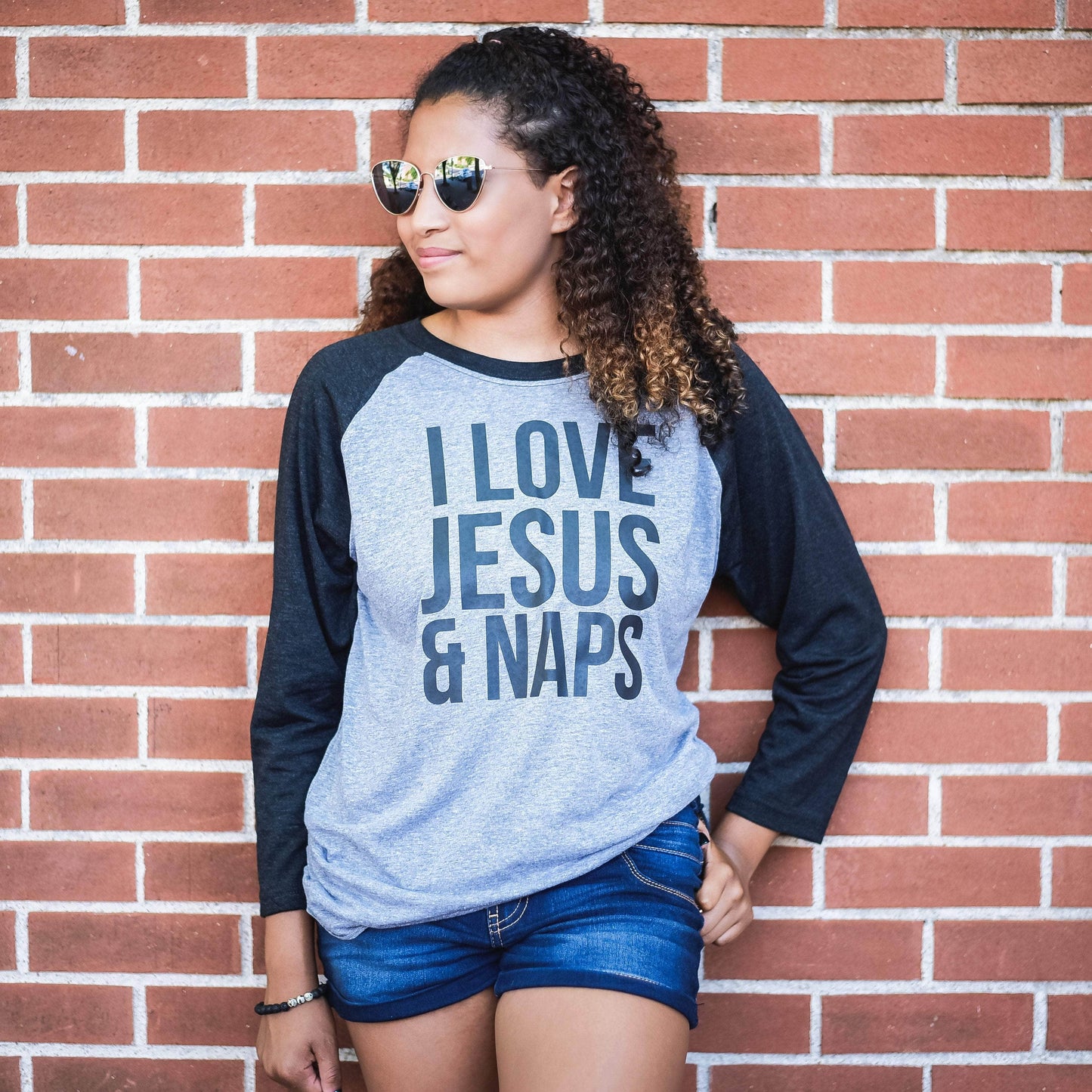 I Love Jesus and Naps Raglan