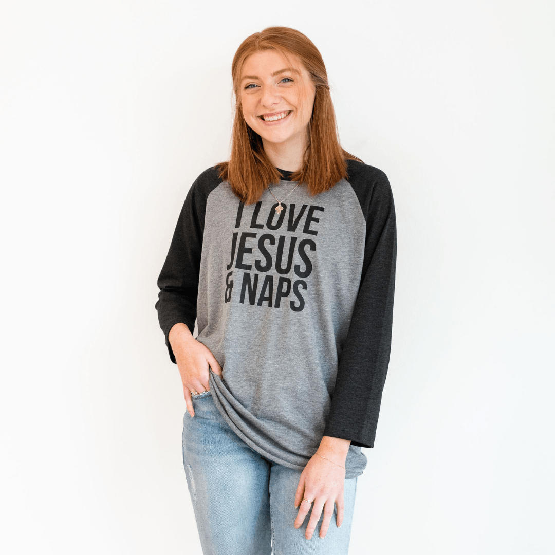I Love Jesus and Naps Raglan