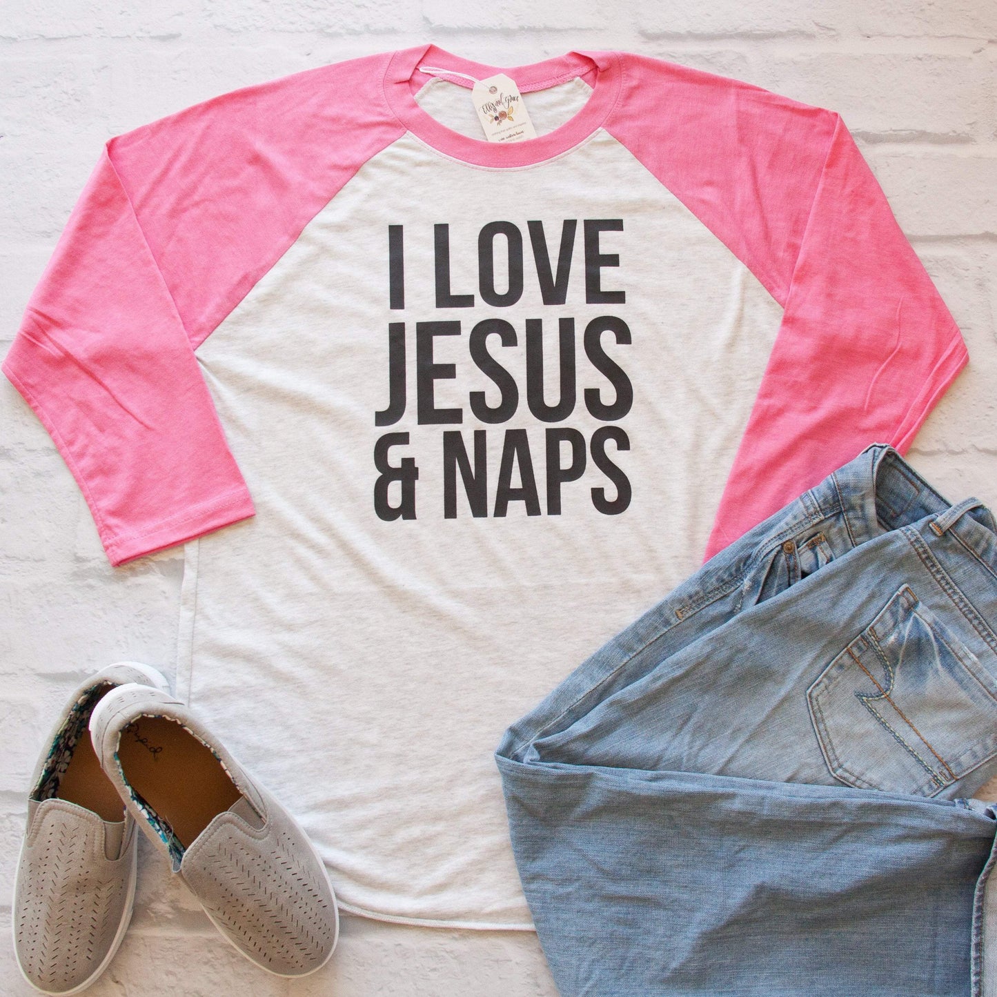 I Love Jesus and Naps Raglan