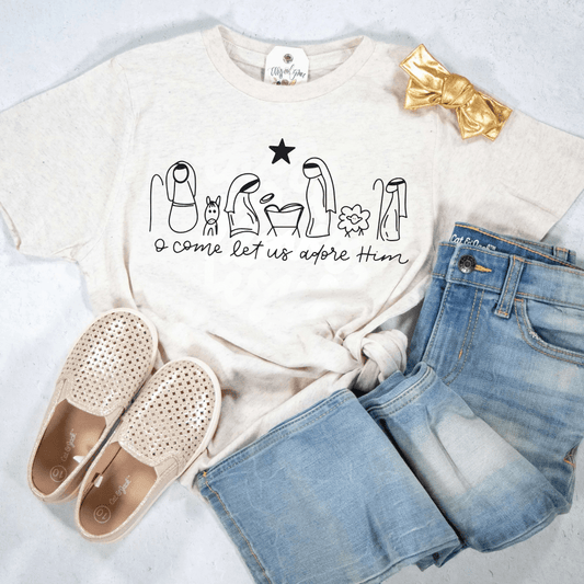 Manger O Come Let Us Adore Him Unisex Youth Shirt