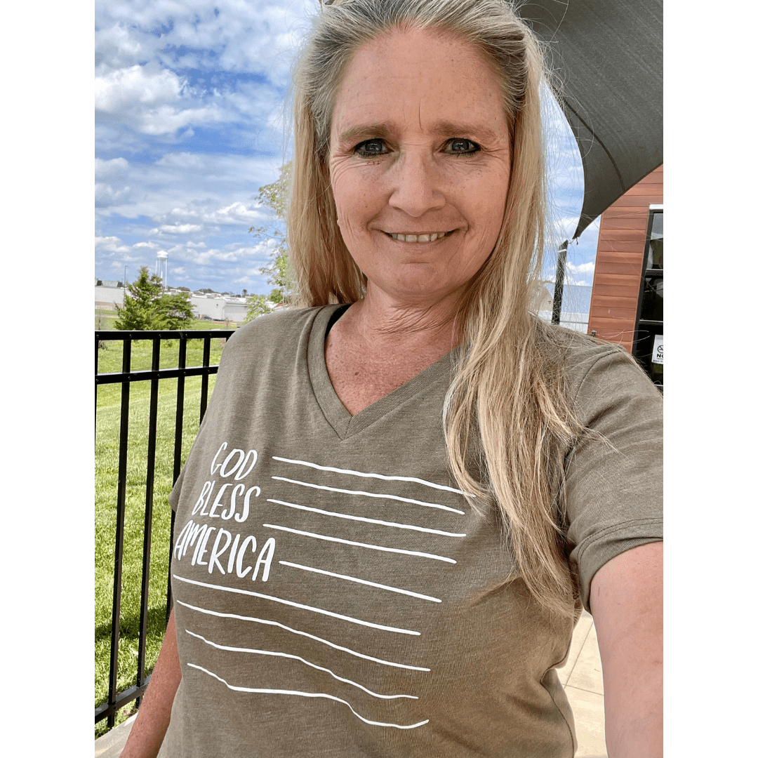 God Bless America Ladies Fit V-Neck