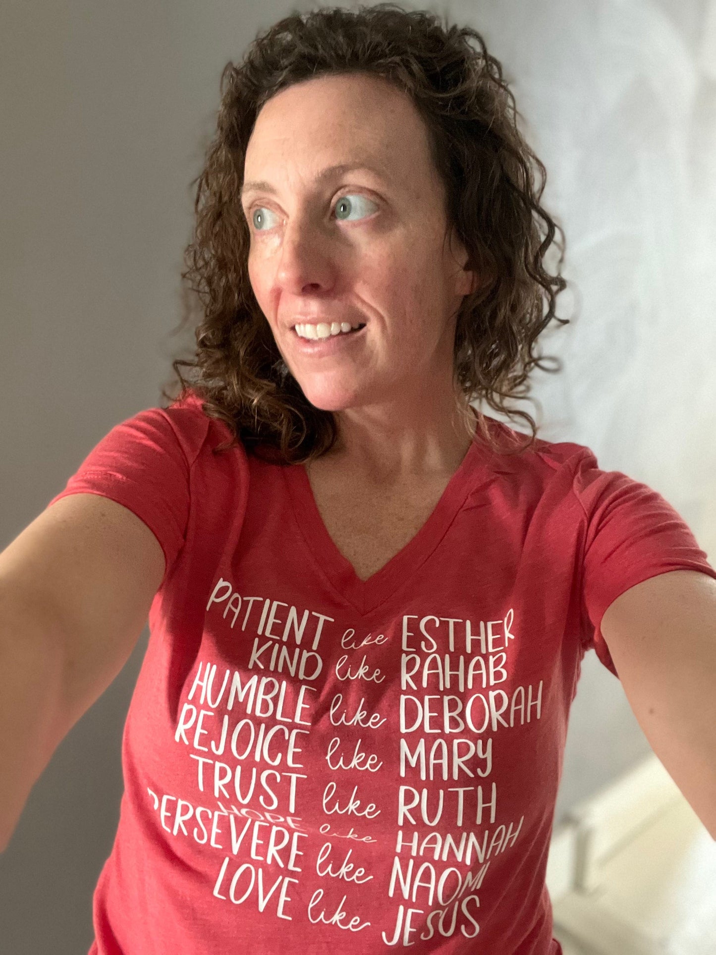 Patient Like Esther Relaxed Ladies Vneck