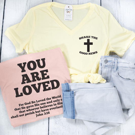 Share The Good News Ladies V-Neck