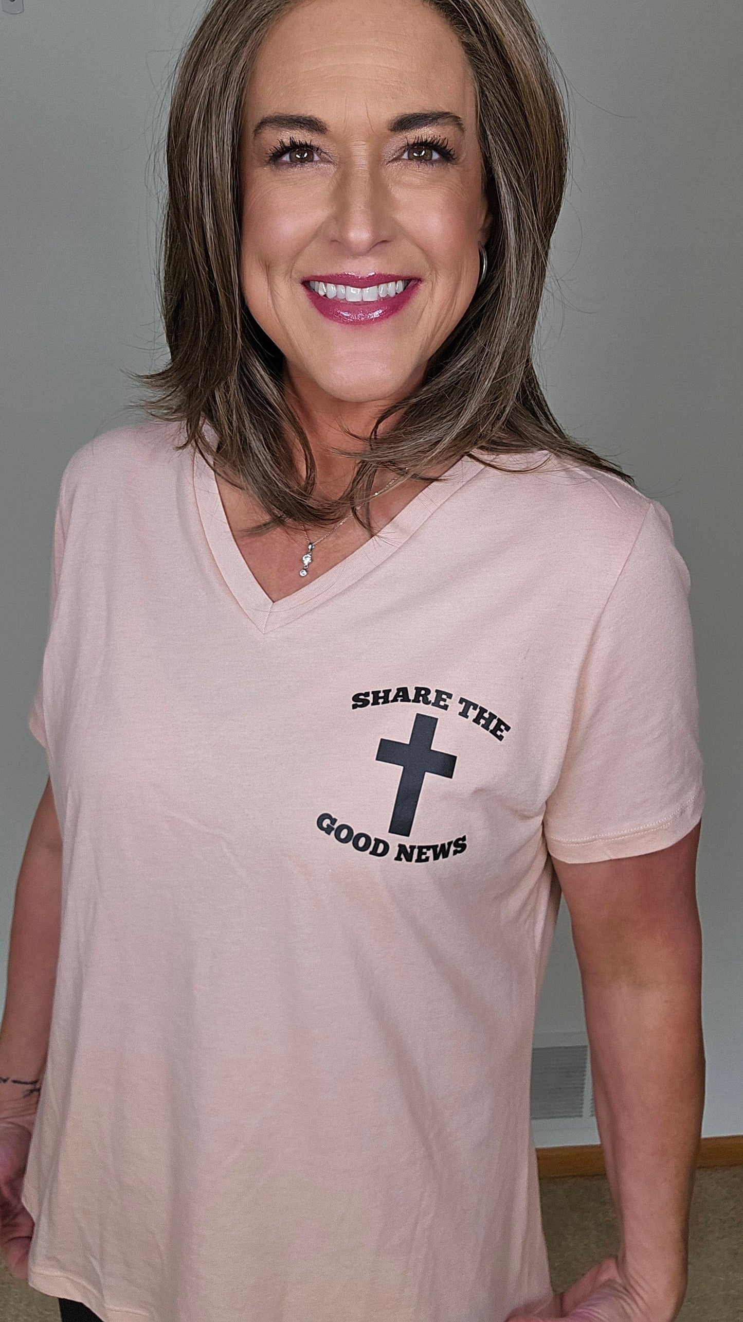 Share The Good News Ladies V-Neck