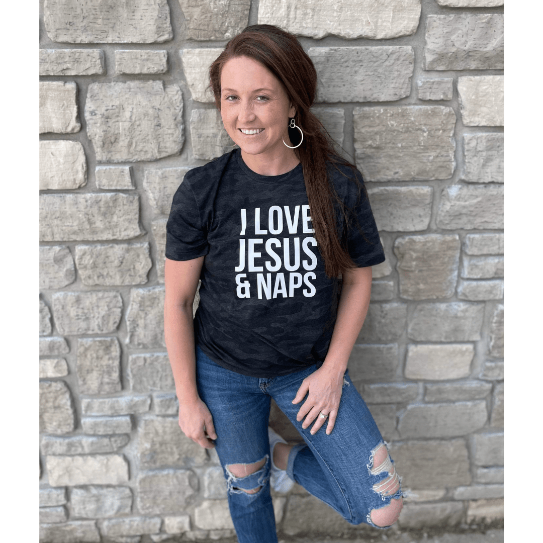 I Love Jesus and Naps Camo Unisex Tee