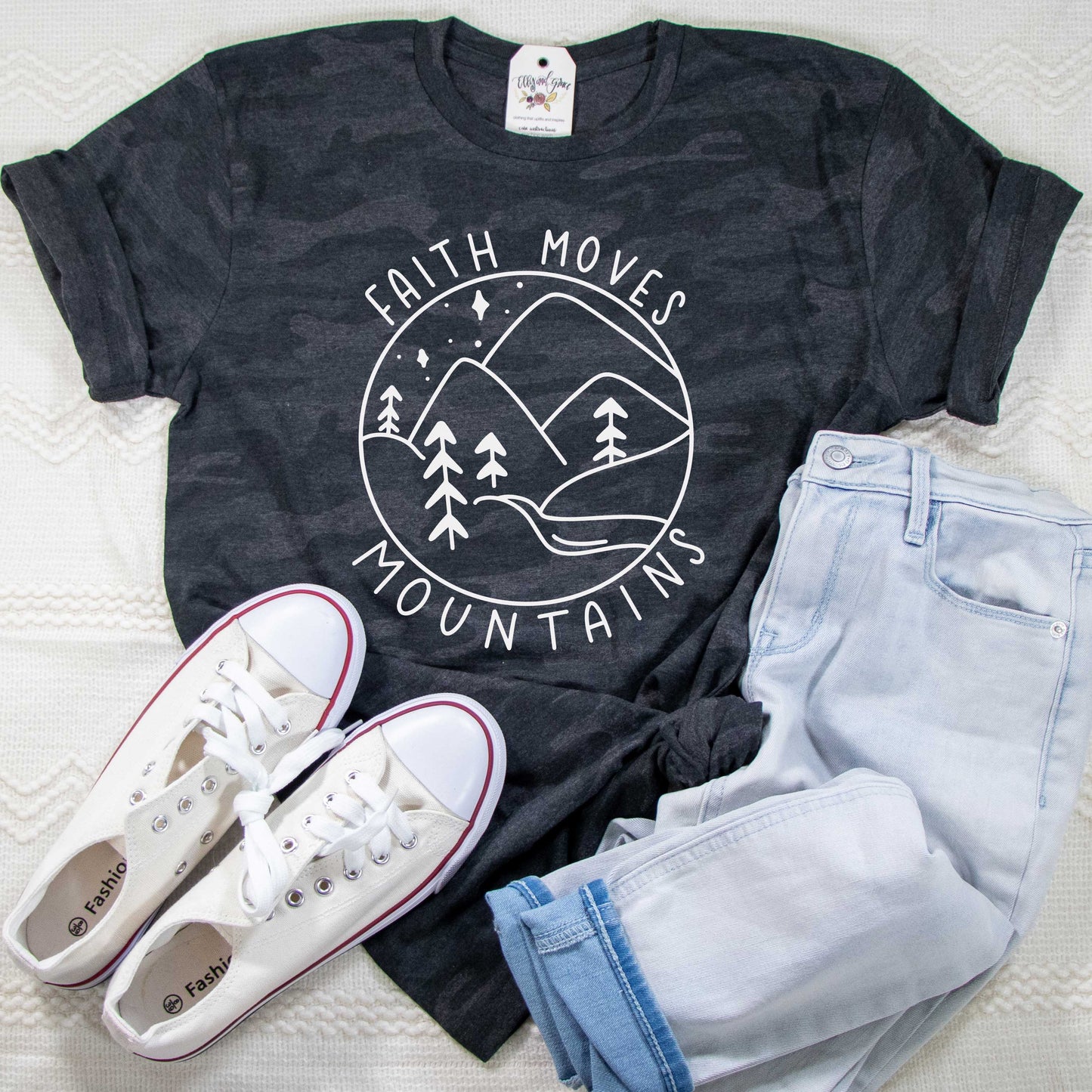 Faith Moves Mountains Camo Unisex Tee