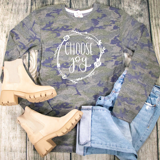 Choose Joy Camo Crew Longsleeve