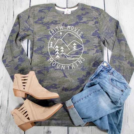 Faith Moves Mountains Camo Crew Longsleeve