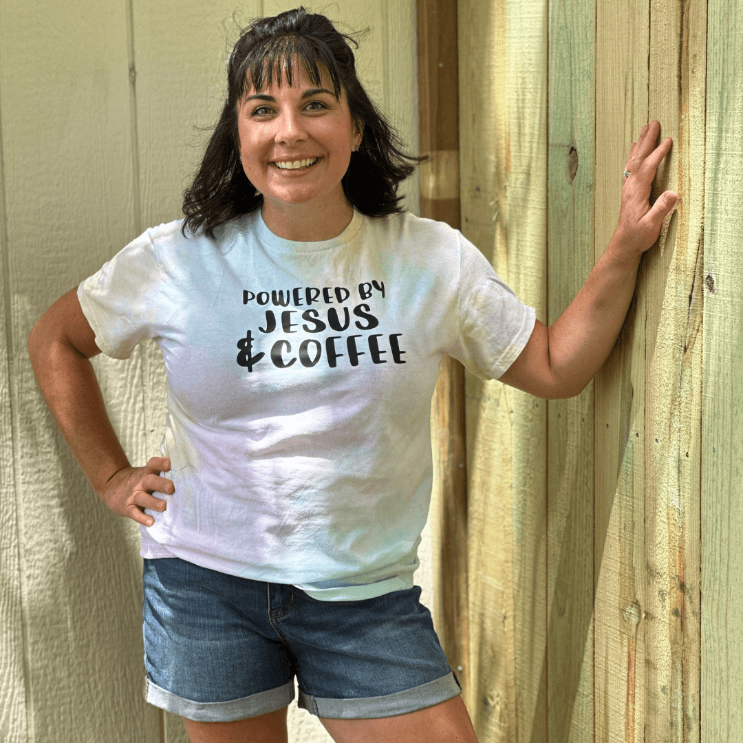 Powered by Jesus and Coffee Tie Dye Unisex Shirt