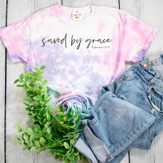Saved by Grace Tie Dye Unisex Shirt