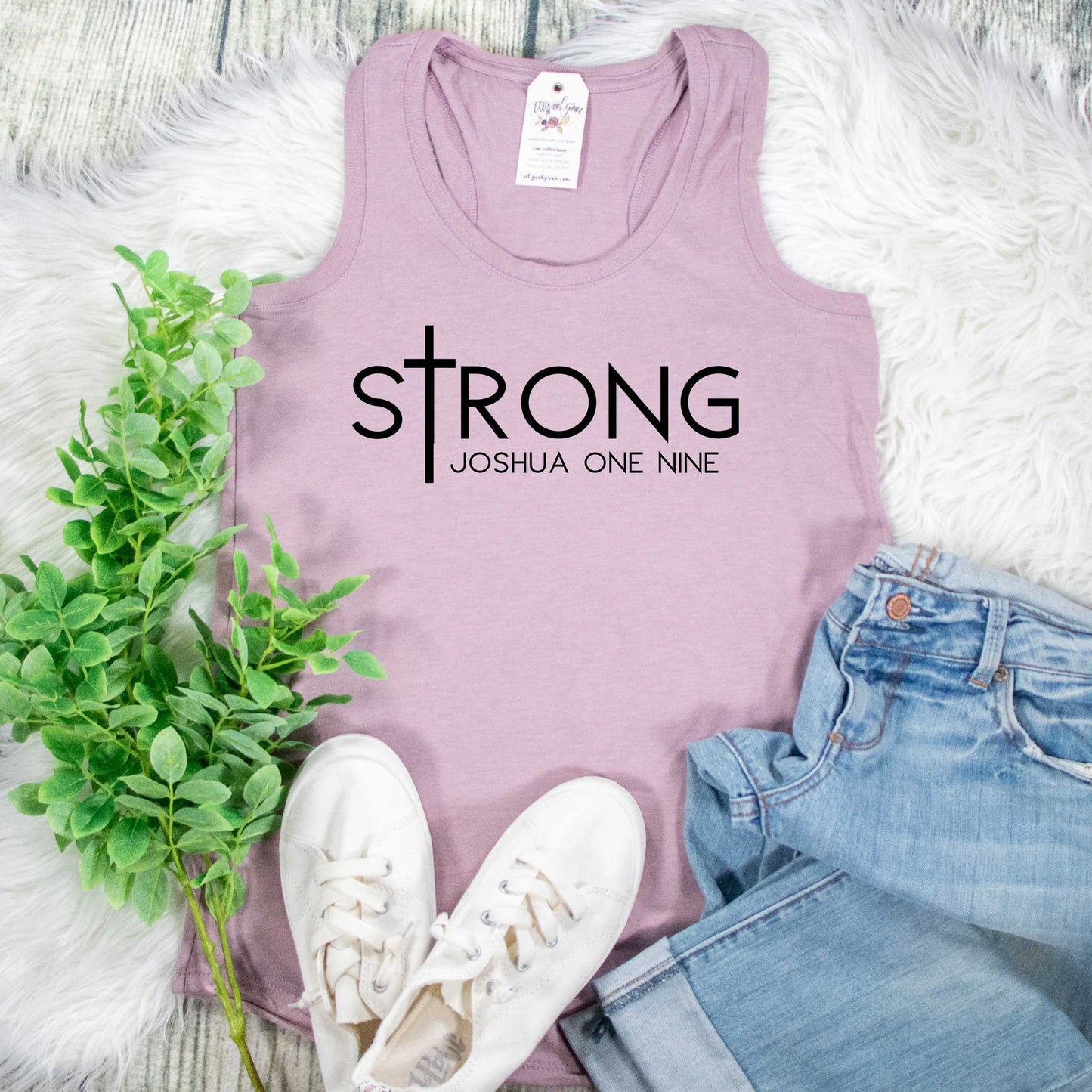 sTrong Joshua 1:9 Racerback Tank