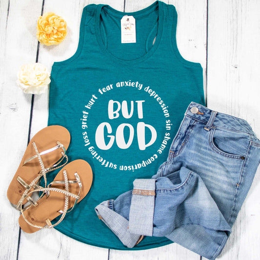 But God Racerback Tank